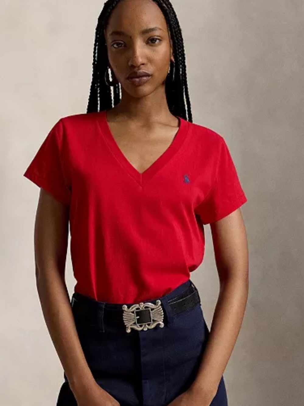 Polo Ralph Lauren Red V-Neck Short Sleeve Tee